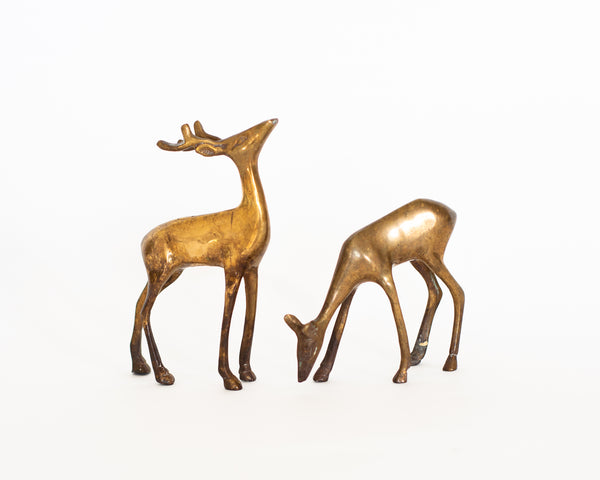 § Pair of vintage brass deer figurines