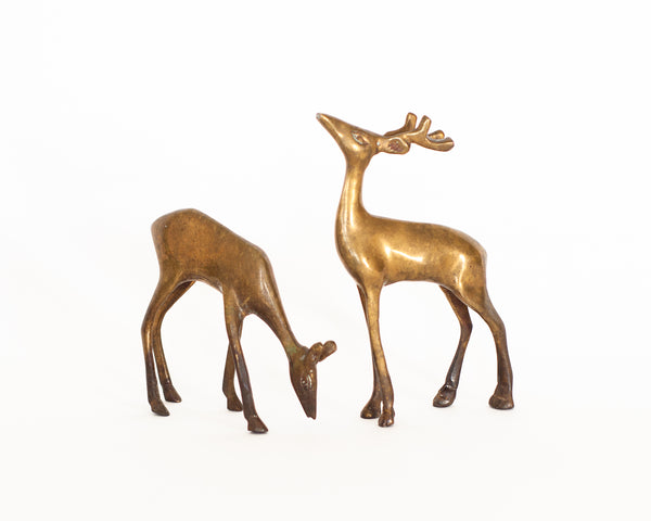 § Pair of vintage brass deer figurines