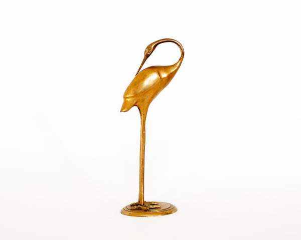 § Midcentury Brass Heron Figurine