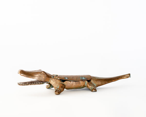 Vintage Brass Crocodile Trinket Box
