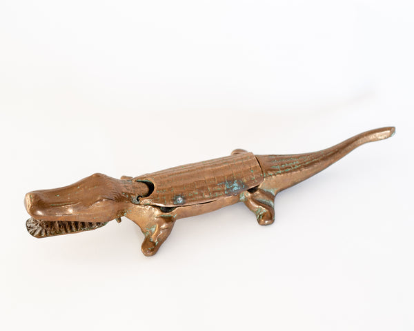 Vintage Brass Crocodile Trinket Box