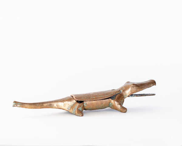 Vintage Brass Crocodile Trinket Box
