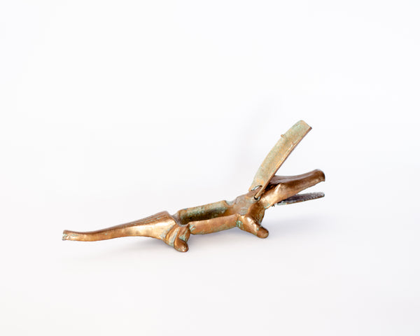 Vintage Brass Crocodile Trinket Box