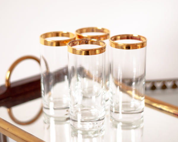 § Vintage Gold Rimmed Tumblers - Set of 4