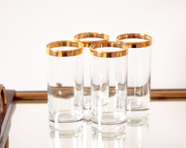 § Vintage Gold Rimmed Tumblers - Set of 4