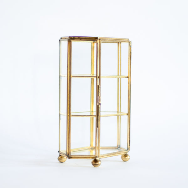 § Miniature Brass Jewelry / Trinket / Curio Display Case