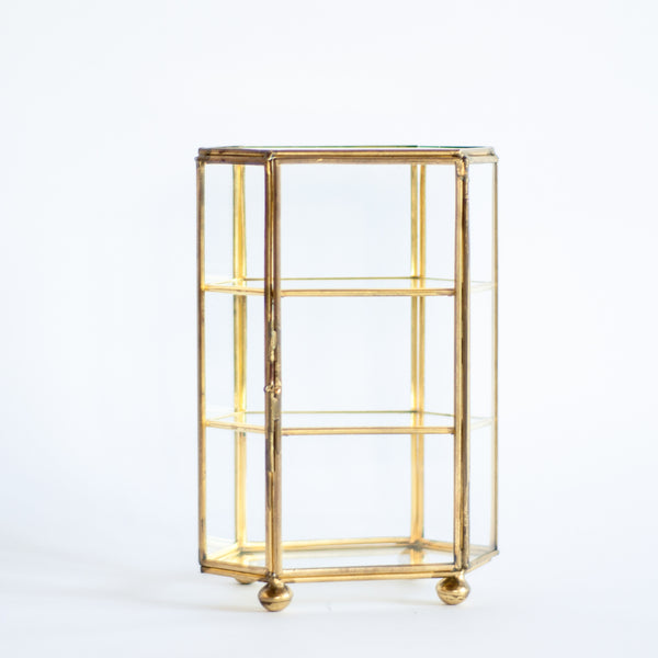 § Miniature Brass Jewelry / Trinket / Curio Display Case