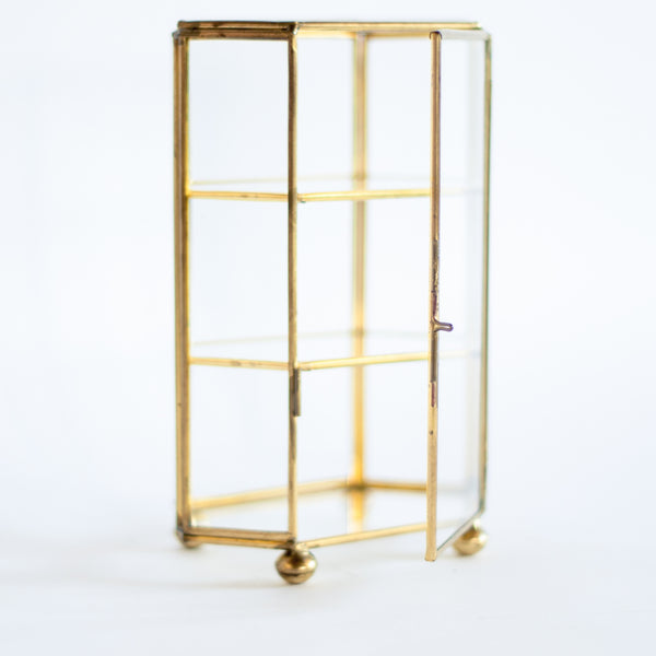 § Miniature Brass Jewelry / Trinket / Curio Display Case