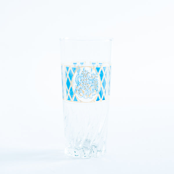 § Set of 5 Midcentury Blue and Gold Tumblers