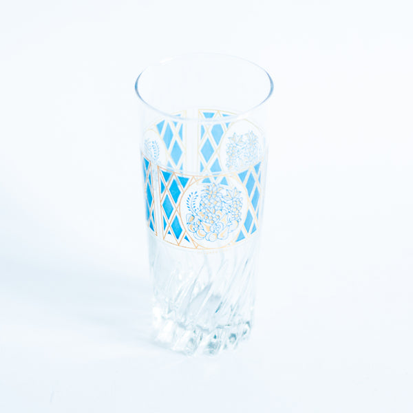 § Set of 5 Midcentury Blue and Gold Tumblers