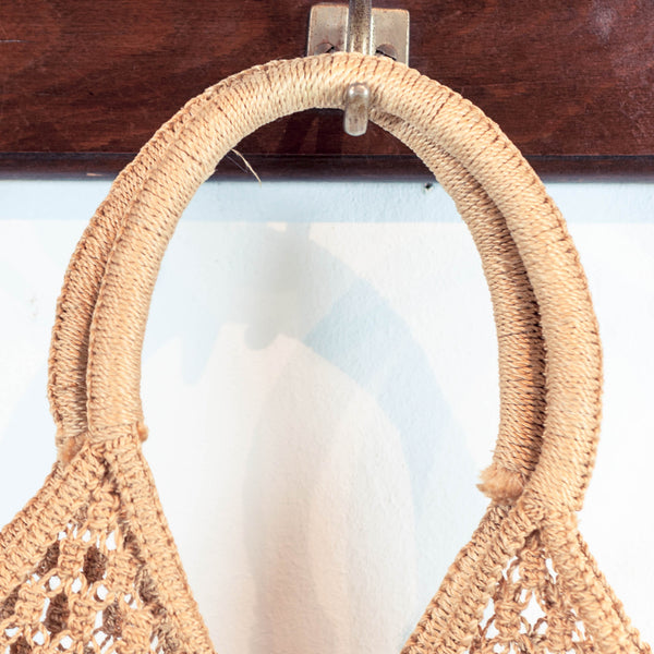 Oddhaus Vintage Luxembourg Bohemian Straw Crochet Market Tote Bag