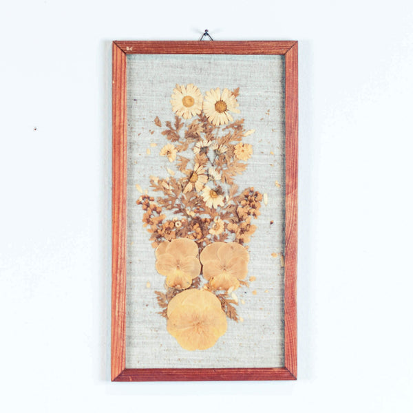 Oddhaus Vintage Luxembourg Botanical art pressed flower composition yellow and white