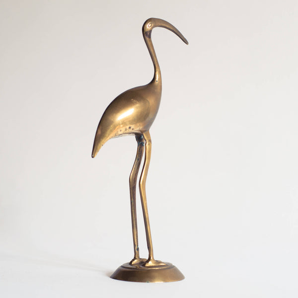 § Midcentury Brass Heron Figurine