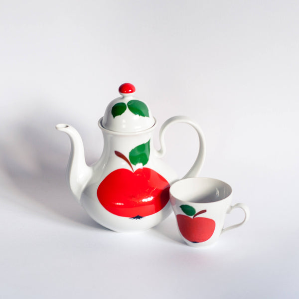 Retro 70s Bavaria Coffee Pot Red Apple Motif