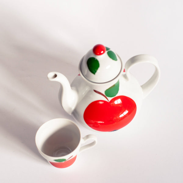 Retro 70s Bavaria Coffee Pot Red Apple Motif