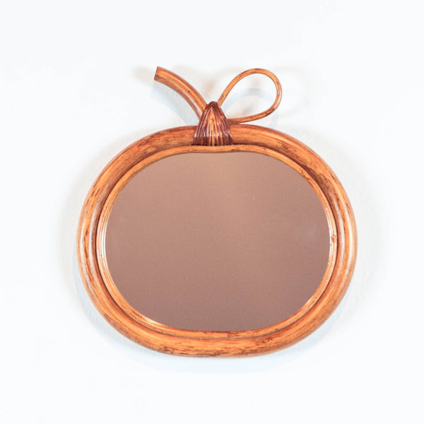 § Vintage Rattan Apple Wall Mirror1950's Chrome French Barber's Mirror - Medium Size