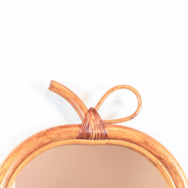 § Vintage Rattan Apple Wall Mirror1950's Chrome French Barber's Mirror - Medium Size