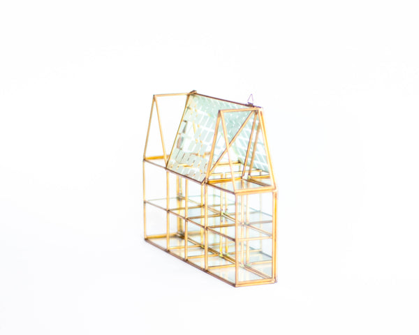 Oddhaus Vintage Brass House Curio Cabinet / Miniature / Jewelry Display Case