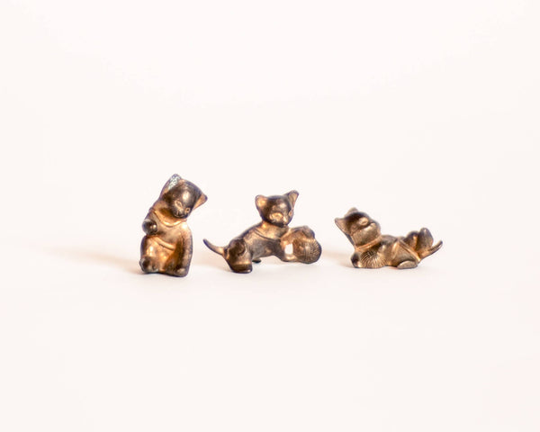 § Miniature Brass Kitten Figurine Trio