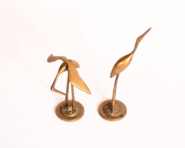 § Mid-century Brass Heron Figurines - set of 2