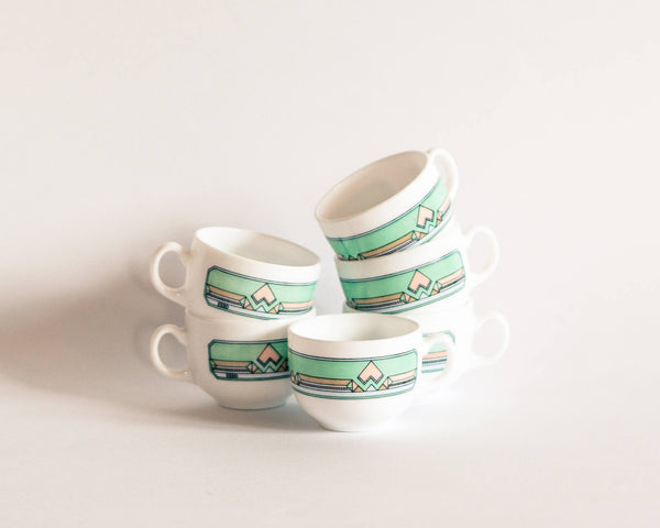 Geometric Mint Green Arcopal Esso Cups