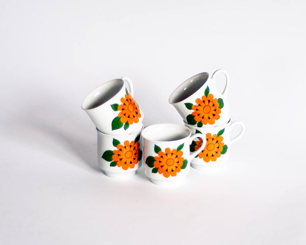 §Floral Geometric Coffee Cups - Set of 5