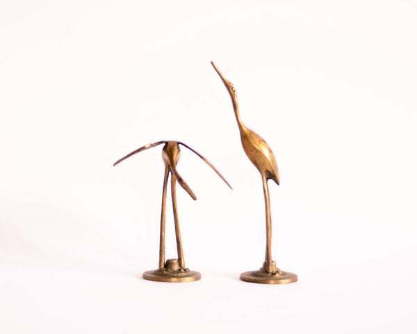 § Mid-century Brass Heron Figurines - set of 2