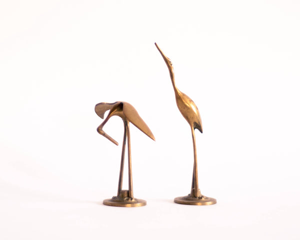 § Mid-century Brass Heron Figurines - set of 2
