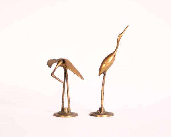 § Mid-century Brass Heron Figurines - set of 2