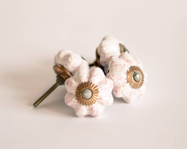 §Antique French Porcelain Drawer Knobs - Set of 4