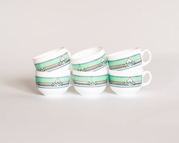 Geometric Mint Green Arcopal Esso Cups