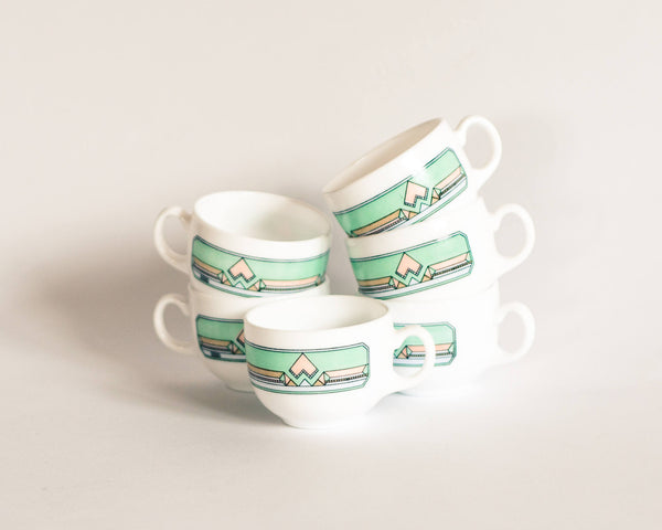 Geometric Mint Green Arcopal Esso Cups