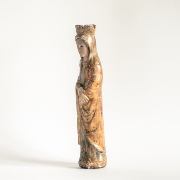 18th Century Polychrome Religious Virgin Mary Statues 